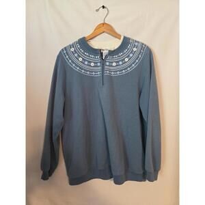 Vintage Womens Blair 80s 90s Quarter Zip Blue Pullover Sweater Size L